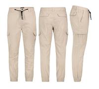 Sublevel Herren Cargo Hose Elastische Bündchen Freizeithose Chino, Hosengröße:W34, Farbe:Beige