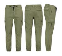 Sublevel Herren Cargo Hose Elastische Bündchen Freizeithose Chino, Hosengröße:W34, Farbe:Olive