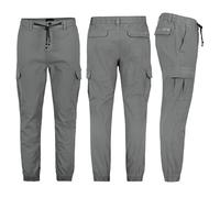 Sublevel Herren Cargo Hose Elastische Bündchen Freizeithose Chino, Hosengröße:W38, Farbe:Grau