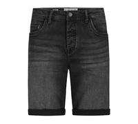 Sublevel Herren Jeansshorts Denim Bermuda mit Umschlag und Ziernähten, Farben:Schwarz, Größe:32W