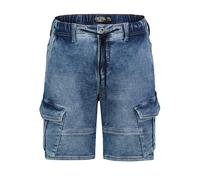 Sublevel Herren Jeansshorts mit Cargotaschen und Kordelzug Jogger Denim Bermuda, Farben:Blau-2, Größe:36W