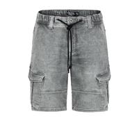 Sublevel Herren Jeansshorts mit Cargotaschen und Kordelzug Jogger Denim Bermuda, Farben:Grau, Größe:34W