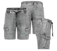 Sublevel Herren Jogging Shorts Freizeit Bermuda Kurze Hose Jeans Sweat Cargo, Hosengröße:W34, Farbe:KG104-Grau