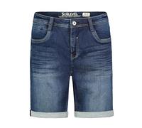 Sublevel Herren Stretch Jeansshorts mit umgeschlagenem Saum Denim Bermuda Hose, Farben:Blau-3, Größe:31W