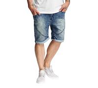 Sublevel Herren Sweat Bermuda-Shorts im Used Look & Jeansoptik | Bequeme Kurze Hose Middle-Blue 33