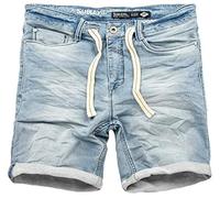 Sublevel Herren Sweat Jeans Shorts Kurze Hose Bermuda Sommer Sweathose Slim [B585-Hellblau-Washed-W30]