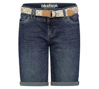 Sublevel Damen Jeans Bermuda-Shorts mit Buntem Gürtel Dark-Blue XS