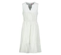 Sublevel Damen Sommerkleid Gestreift Midilang aus Baumwolle Seersucker mit Volants und Stehkragen Light-Green XS