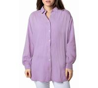 Sublevel Langarm Musselin Bluse mit Kentkragen - Damen Muselin Oversize Bluse, Baumwolle, Knopfleiste in verschienden Farben Purple S/M