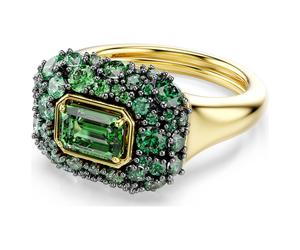 Sublima Cocktailring, Oktagon-Schliff, Grün, 18K goldbeschichtet 50-55