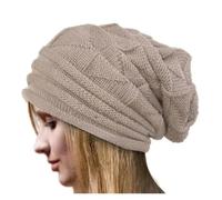 SUBLXPoten Damen Strickmütze Gestrickte Baggy Beanie Übergroße Wintermütze Ski Slouchy Cap Beanies Damen Herren Winter Wolle Warme Mütze(Beige)