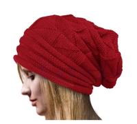 SUBLXPoten Damen Strickmütze Gestrickte Baggy Beanie Übergroße Wintermütze Ski Slouchy Cap Beanies Damen Herren Winter Wolle Warme Mütze(Red)