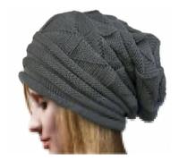 SUBLXPoten Damen Strickmütze Gestrickte Baggy Beanie Übergroße Wintermütze Ski Slouchy Cap Beanies Damen Herren Winter Wolle Warme Mütze(Gray)