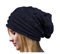 SUBLXPoten Damen Strickmütze Gestrickte Baggy Beanie Übergroße Wintermütze Ski Slouchy Cap Beanies Damen Herren Winter Wolle Warme Mütze(Deep Blue)