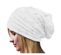 SUBLXPoten Damen Strickmütze Gestrickte Baggy Beanie Übergroße Wintermütze Ski Slouchy Cap Beanies Damen Herren Winter Wolle Warme Mütze(White)