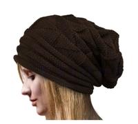 SUBLXPoten Damen Strickmütze Gestrickte Baggy Beanie Übergroße Wintermütze Ski Slouchy Cap Beanies Damen Herren Winter Wolle Warme Mütze(Coffee)