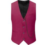 SUCADA Blazer Weste Herren Retro Mittelalterlich Tracht Weste Für Herren Slim Fit V-Ausschnitt Basic Weste Herren Einfarbig Ärmellos Business Weste Herren B-Red1 6XL