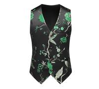 SUCADA Blazer Weste Herren Retro Mittelalterlich Tracht Weste Für Herren Slim Fit V-Ausschnitt Basic Weste Herren Einfarbig Ärmellos Business Weste Herren H-Green M