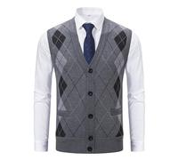 SUCADA Strickweste Herren Ärmellos V-Ausschnitt Pullover Kollegialer Stil Basic Winter Pullunder Für Männer Stretch Slim Fit Sweater Weste Herren P-Dark Grey2 XXL