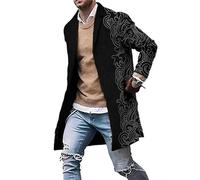 SUCADA Tweed-Mantel Herren Mittlere Länge Casual Mantel Revers Zweireiher Wolljacke Regular Fit Einfarbig Mantel Frühling Übergangsjacke Herren XLDY-65 L