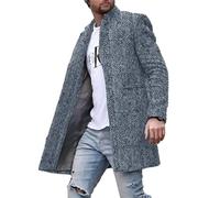 SUCADA Tweed-Mantel Herren Regular Fit Stehkragen Langarm Mantel Einzigartige Druck Casual Mantel Frühling Jacke Streetstyle Übergangsjacke Herren