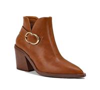 SUCHETA Chunky Heel Kurze Stiefel Damen Herbst und Winter Hochhackige und Nackte Stiefel Spitzkopf Chelsea Schuhe Niedrige Damenstiefel V-Mund Mode Arbeitsstiefel