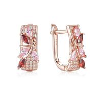 Sudemota Ohrringe 585 Rose Gold Granat Morganit Edelstein Ohrclips Massiv 925 Sterling Silber Marquise Ohrringe Heiterkeit
