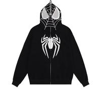 Sudiup Y2K Hoodie Gothic Casual Alphabet Blast Print Muster Schädel Mode Hoodie Männer Harajuku Männer Kleidung, Schwarz, Large