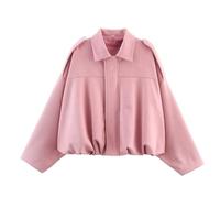 Suede Jacket Damen Leder Kurze Blouson Lederimitat Motorrad Cord Mode Wildlederjacke Damen Kurz Oversized Bomberjacke aus Kunstwildleder mit Fleece-Futter Warme Winterjacke für Übergangszeit