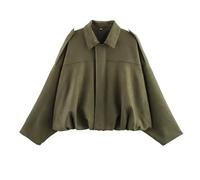 Suede Jacket Damen Leder Kurze Blouson Lederimitat Motorrad Cord Mode Wildlederjacke Damen Kurz Oversized Bomberjacke aus Kunstwildleder mit Fleece-Futter Warme Winterjacke für Übergangszeit