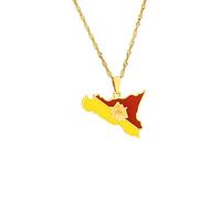 Südsudan Karte Anhänger Halskette - Drop Oil Italien Sizilien Karte Flagge Anhänger Halskette für Frauen Sizilianische trendige Karte Profil Anhänger Halskette minimalistisch, golden, 45 cm