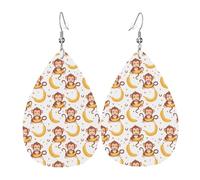 Süße Bananen-Affen-Druck-Ohrringe für Damen, modische Tropfenleder-Ohrringe für Frauen, trendige, bunte Tränen-Ohrringe