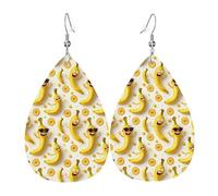 Süße Bananen-Ohrringe mit gelbem Druck für Damen, modische tropfenförmige Leder-Ohrringe für Frauen, trendig, bunte Tropfen-Ohrringe
