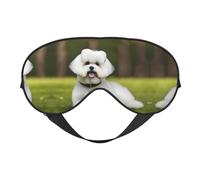 Süße Bichon-Frisé-Hunde-Druck, weiche Verdunkelungs-Augenmaske, Reise-Augenmaske, Seitenschläfer-Augenabdeckung, Schlaf-Augenmaske für Männer und Frauen