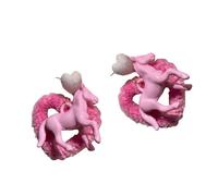 Süße Bonbonfarbene Pferde Herz Ohrclips/Ohrstecker Handgefertigtes Accessoire Trendige Damen Ohrringe Für Den Alltag Süße Stil Manschetten