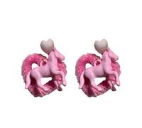 Süße Bonbonfarbene Pferde Herz Ohrclips/Ohrstecker Handgefertigtes Accessoire Trendige Damen Ohrringe Für Den Alltag Süße Stil Manschetten
