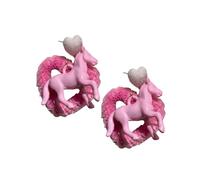 Süße Bonbonfarbene Pferde Herz Ohrclips/Ohrstecker Handgefertigtes Accessoire Trendige Damen Ohrringe Für Den Alltag Lässiger Party Schmuck