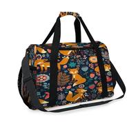 Süße Cartoon-Fuchs-Reisetasche für Mädchen, Jungen, Damen, Herren, Blumenfuchs, Wochenende, Übernachtung, Schultertasche, Handtasche, für Reisen, Sport, Fitnessstudio