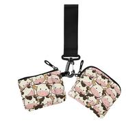 Süße Cartoon-Kuh Damen-Geldbörse für Kleingeld, Kartenetui, klein, tragbar, mit Reißverschluss, Münzfach für Damen, 2 Stück, Niedliche Cartoon-Kuh, 1 size, Casual