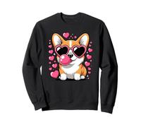 Süße Corgi Hund Herz Sonnenbrille Valentinstag Puppy Love Sweatshirt