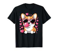 Süße Corgi Hund Herz Sonnenbrille Valentinstag Puppy Love T-Shirt