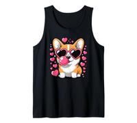 Süße Corgi Hund Herz Sonnenbrille Valentinstag Puppy Love Tank Top