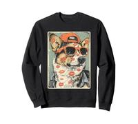 Süße Corgi Hund mit Herzen Sonnenbrille Küsse Valentinstag Sweatshirt
