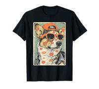Süße Corgi Hund mit Herzen Sonnenbrille Küsse Valentinstag T-Shirt