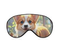 Süße Corgi Hunde-Augenmaske für Damen und Herren, atmungsaktive und verstellbare Augenabdeckung, ultraweiche Schlafmaske, leichte Reise-Augenbinde für Flugzeug, Nickerchen, Nachtschlaf