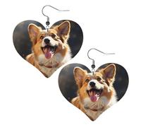 Süße Corgi-Hunde-Leder-Ohrringe für Frauen, Herz-Ohrringe, leicht, baumelnde Ohrringe, Schmuck-Geschenke, One Size, Kein Edelstein