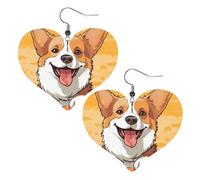 Süße Corgi-Hunde-Leder-Ohrringe für Frauen, Herz-Ohrringe, leicht, baumelnde Ohrringe, Schmuck-Geschenke