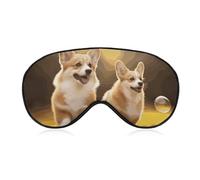 Süße Corgi Hunde-Schlafmaske für Damen und Herren, Seitenschläfer-Augenabdeckung mit verstellbarem Riemen, weich, atmungsaktiv, Verdunkelungsmaske, rutschfest, tiefer Schlaf, Reisezubehör