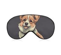 Süße Corgi-Schlafmaske mit Hunde-Illustration, weich, bequem, Augenmaske mit verstellbarem Riemen, Augenschutz, Augenschutz für Männer und Frauen, Arbeit, Reisen