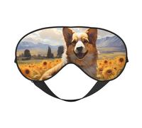 Süße Corgi Sonnenblumen-Schlafmaske, Augenmasken zum Schlafen, doppelseitig, Schlafmasken für Damen und Herren, Verdunkelungs-Augenabdeckungen zum Schlafen, Reisen
